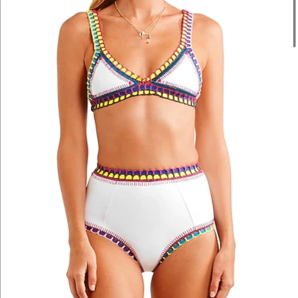 NWT Kiini Yaz Bikini Top and High Rise Bottom in White Sz Lg